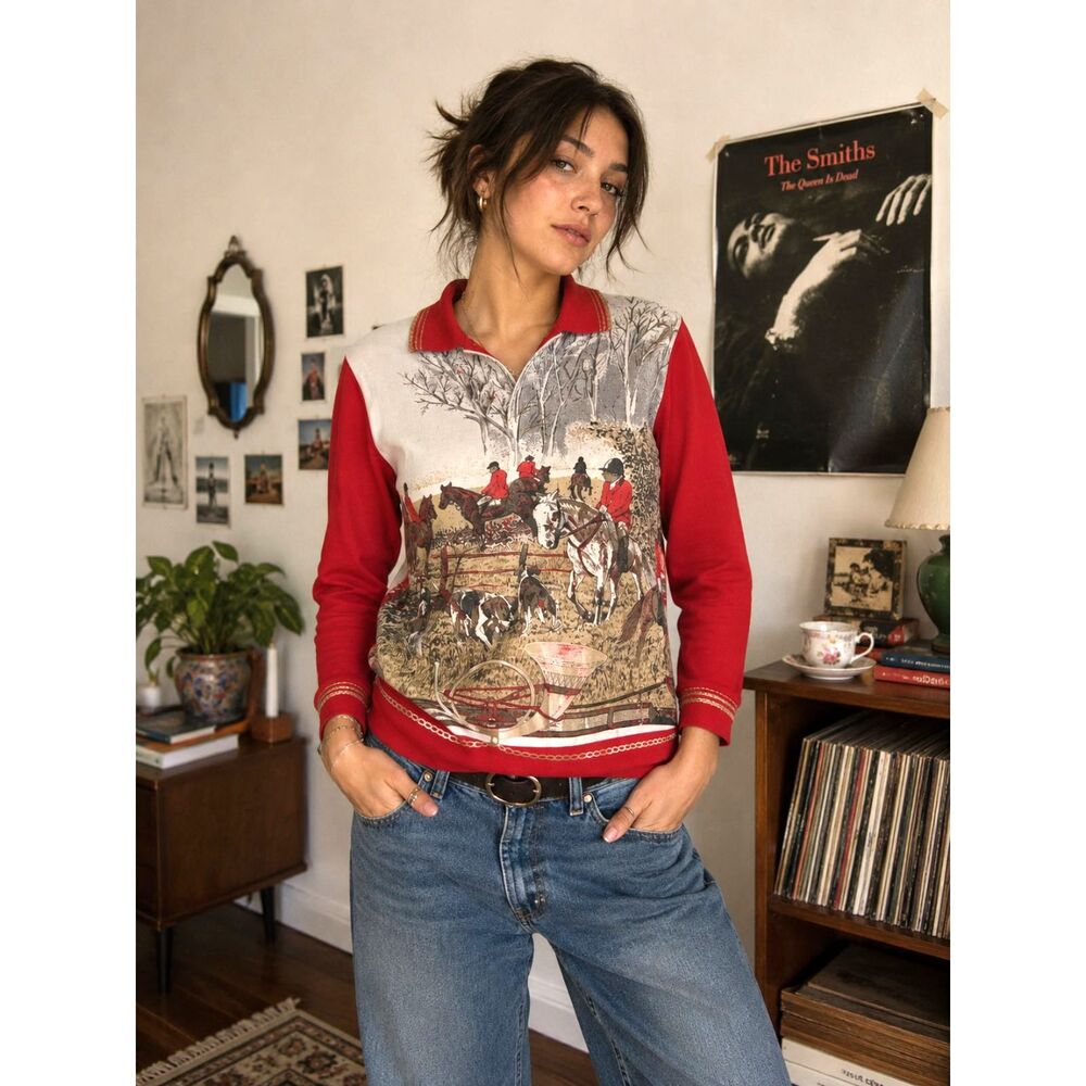 Vintage Windsor Duchess Horse Riding Pullover Polo Sweater   Women's Size Medium